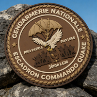 Écusson en PVC de style européen rond, motif d'aigle de parachute, badge en caoutchouc souple personnalisé pour les sacs à équipement et les collectionneurs