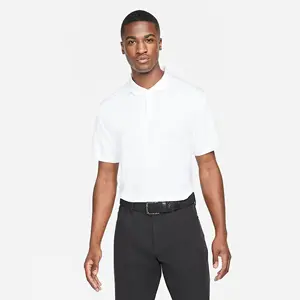 Atmungsaktive schweiß ableitende Polyester Relaxed Standard Fit mit 2-Knopf-Knopfleiste White Performance Herren Golf Polo Shirt