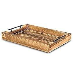 Plateau de service fait main avec poignées, plateau petit-déjeuner en bambou, plateau en bois, plateau de service décoratif pour manger - Product Image 3