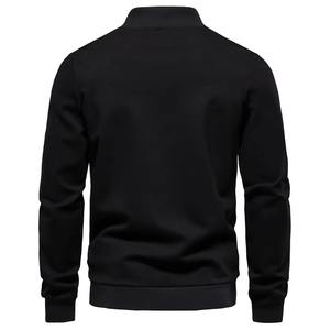 Blouson aviateur noir unisexe à col montant de haute qualité coupe-vent hiver doublé polaire léger décontracté - Product Image 1