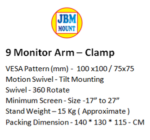 9 <b>Monitor</b> <b>Arm</b> - Clamp Adjustable <b>Monitor</b> <b>Arm</b> Clamp Fix Base with Heavy-Duty Support 9 Screen Setup, Ergonomic <b>Desk</b> Mount - Product Image 3