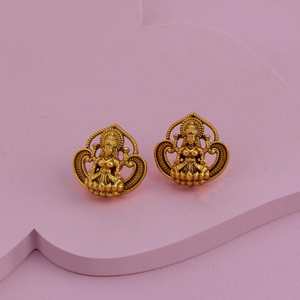 Antique Gold Plated Brass <b>Stud</b> <b>Earrings</b> 188999 Classic Religious Style Zircon Pearl <b>Turquoise</b> Diamond for Parties Weddings Gifts - Product Image 2