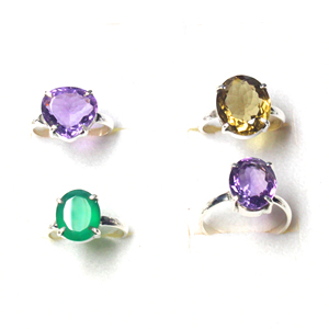 Anillo hecho a mano de Plata de Ley 925 al por mayor con piedras preciosas naturales, joyería fina de La India - Product Image 1