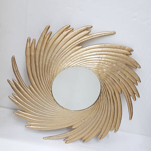 Espejo de Pared Redondo de Metal Dorado, Estilo Elegante, Hecho a Mano, Decoración de Pared para el Hogar - Product Image 4