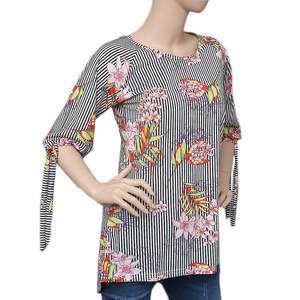 เสื้อถักพิมพ์ลายสำหรับผู้หญิง - สีดำและสีขาว - Product Image 1