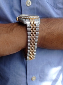 Lấp lánh Bling lớn quay số cơ khí quyến rũ Iced out unisex bezel sang trọng hip hop tùy chỉnh kim cương Đồng hồ đeo tay - Product Image 4