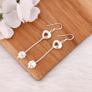 Dernières boucles d'oreilles en argent sterling 925 faites à la main de style ethnique, bijoux fins personnalisés, boucles d'oreilles pendantes en argent uni pour les mariages - Product Image 4