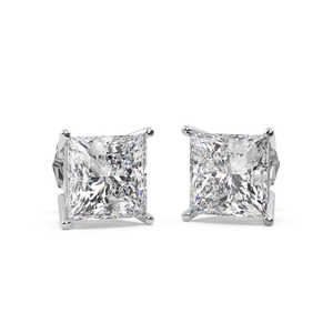 Boucles d'oreilles en or blanc 14 carats avec diamants princesse 0,50 ct (H-I SI2-SI3) - Product Image 1