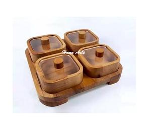 Serveur de dattes de chocolats de taille et de forme personnalisées Serveur de noix en bois fait à la main pour un usage décoratif de restaurant - Product Image 3