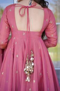 Vestido LARGO DE Georgette bordado pesado indio con trabajo de piedra de diamante y Dupatta para bodas estilo superior puro - Product Image 3