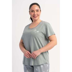 KADIN P.SUPREM BATTAL XXL O YAKA KISA KOL ETEGI OVAL PIJAMA TAKIM - SAF GRI - SAF GREY - Product Image 3