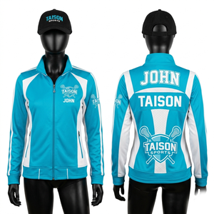 Premium Polyester Interlock 220 GSM Lacrosse <b>Jacket</b> Black <b>Grey</b> Red Panel Design Embroidered Custom Logo - Product Image 5