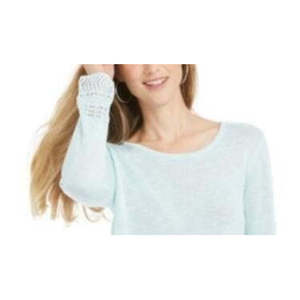 Maglione tunica da donna Style & Co in tessuto melange con finiture Pointelle, colore verde, taglia Large - Product Image 2