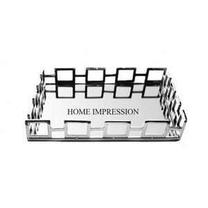 Look élégant Plus Fantaisie Belle Haute Grade Plaqué Or Feuilles Designer Cadre En Métal Rectangle Forme Miroir Plateau Au Meilleur Prix - Product Image 3