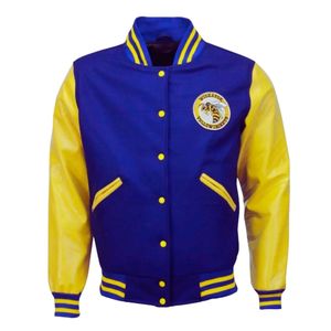 Vente en gros de vestes pour hommes Veste Letterman avec manches en faux cuir Doublure matelassée et boutons pression patchs de broderie chenille - Product Image 1