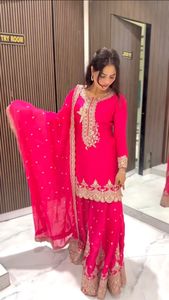 Indian & Pakistan Clothing Gharara Designs Punjabi <b>Beautiful</b> Salwar Suit Neck Designs Sarara Woman Dress - Product Image 4