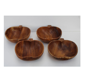 Vente en gros d'usine Bol en bois en forme de pomme 4 pièces Bols en bois écologiques de taille personnalisée - Product Image 1