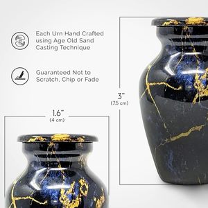 Urna de cremación de aluminio pequeña de estilo americano superventas con acabado de mármol Mini urna funeraria para recuerdo de cenizas humanas - Product Image 3