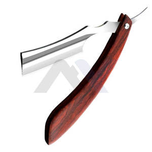 Lames de rasoir à lame droite de haute qualité en acier inoxydable, manche en bois pliable pour barbier, rasoir à barbe et à cheveux réglable, logo personnalisé - Product Image 1