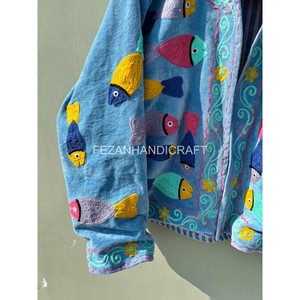 Chaqueta Acolchada de Terciopelo Hecha a Mano al por Mayor con Bordado Floral, Exterior de Algodón de Secado Rápido, Unisex, para Fiestas de Otoño, MOQ 10 Piezas - Product Image 3