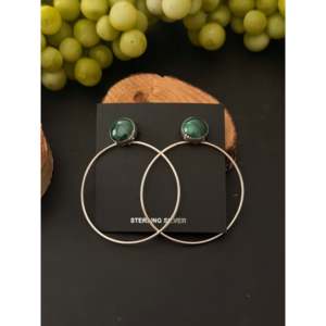 Navajo Malachite & Sterling <b>Silver</b> Drop Post <b>Dangle</b> <b>Earrings</b> - Product Image 1