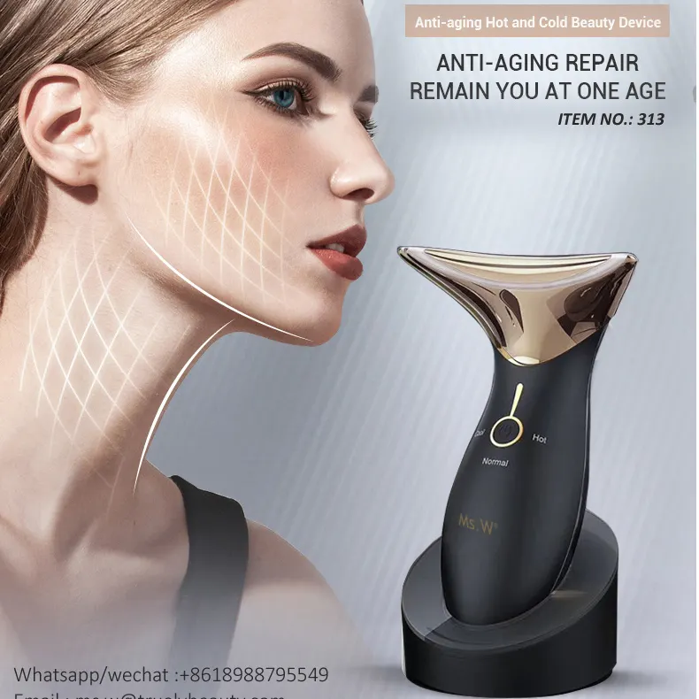 309 Ms. W Anti-Veroudering Gezicht Nek Massager Hoogfrequente Akoestische Trillingen Thermische Kin Stofverwijderaar Acne Behandeling Anti-Rimpel