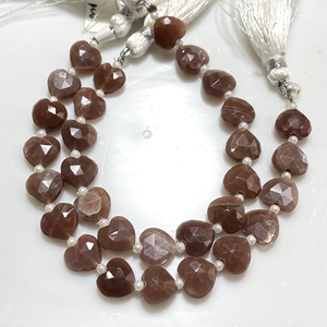 Venta al por mayor 10MM Natural marrón Chocolate Moonstone facetado forma de corazón Briolette Beads Vertical Drill Stone Beads - Product Image 5