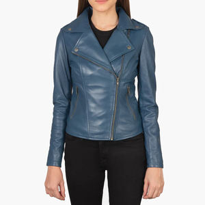 Chaqueta de motorista de cuero genuino personalizada para Mujer | Ropa de abrigo ajustada para mujer de motocicleta | Fábrica de proveedores al por mayor OEM ODM - Product Image 3