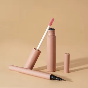 Kit de maquiagem 2 em 1 para mulheres, kit de maquiagem para os olhos nude, delineador e lápis, gloss labial, à prova d' água