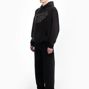 Sudaderas con Pedrería y Logotipo Personalizado de Fabricante de Alta Calidad 2025, Tejido French Terry Grueso, Corte Cuadrado con Logotipo y Pedrería - Product Image 3