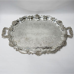 Bandeja de comida de aluminio elegante y decorativa, bandeja multiusos para servir postres y chocolate para bodas, fiestas, hoteles, restaurantes - Product Image 3