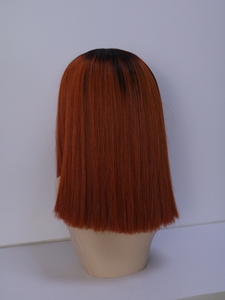 10-inch Orange Short Bob Lace Hair Wig with HD Transparent Lace Closure Synthetic Hair Wig for Black Women - Product Image 3