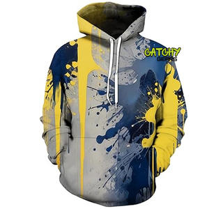 Sudadera con capucha con estampado de pantalla rasgada lavada con ácido Vintage personalizada para hombre estilo Hip Hop pesado de gran tamaño con función de cremallera - Product Image 3