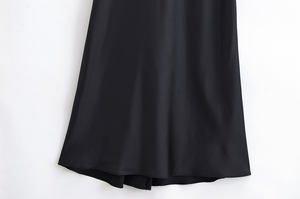 Nouvelle robe en satin vintage pour femmes, coupe trapèze, longueur au sol, sans manches, tissu respirant et écologique, coupe régulière - Product Image 5