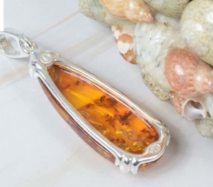 925 colgante en forma de pera de ámbar Báltico natural de plata esterlina sólida - Product Image 2