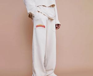 Pantalon de survêtement en coton crème pour homme avec logo brodé sur la jambe droite, taille élastique, style décontracté, vêtement d'automne - Product Image 4