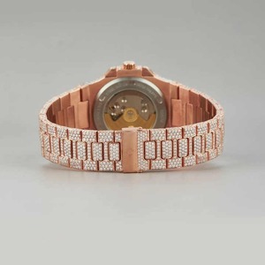 Reloj de Lujo Unisex con Esfera Baguette en Oro Rosa, Completamente Cubierto de Diamantes Moissanite VVS, Estilo Hip Hop, Cuarzo, Moda - Product Image 2