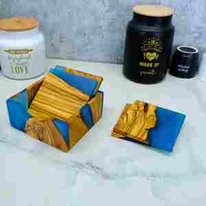 Posavasos de alta demanda con diseño y hechos a mano, forma personalizada, artesanía de resina de madera de nogal EN LA India con alta calidad - Product Image 1