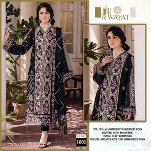 Robe de fantaisie de style moderne Costume Salwar en soie romaine de couleur incroyable et Dupatta avec Owsame Work Fabricant de l'Inde à vendre - Product Image 4