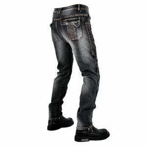 Pantalones Vaqueros oscuros para motocicleta para hombre con diseño personalizado para motorista Armadura CE para protección de rodilla y cadera Transpirable D-Ride Moto - Product Image 2