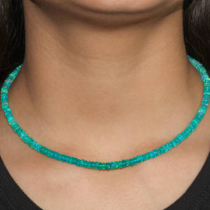 Collar de cuentas de Plata de Ley 925 hecho a mano con tonos de ópalo verde natural, joyería de regalo de boda para mujer, tamaño 14 pulgadas - Product Image 2