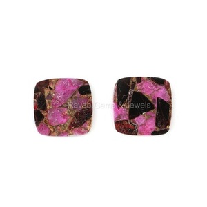 12mm Coussin Plat Forme Kingman Turquoise Naturel Rose Noir Cuivre Quartz Fabrication de Bijoux Calibré Pierres Précieuses Lâches pour Artistes - Product Image 4