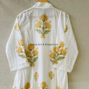 Hermoso Vestido de Algodón con Estampado Floral, Vestido para Uso Casual, Vestido con Estampado a Mano - Product Image 6