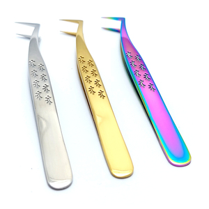 Custom Logo Stainless Steel <b>Eyelash</b> Tweezers Gold Blue Multi Color False <b>Mink</b> <b>Extensions</b> Tool for Volume Tweezers - Product Image 1