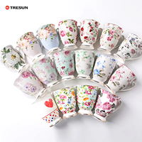 Tasse à Thé de Luxe Promotion Élégante Porcelaine Fine Céramique Os de Chine Tasse à Café Design Fleurs Royales Papillons Écologique