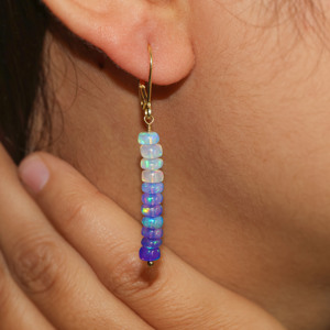 Pendientes colgantes de cuentas de ópalo lavanda de Plata de Ley 925, joyería de piedra natal de moda para mujeres para fiestas, aniversarios, bodas - Product Image 2