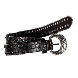 New Arrival Fashion Design Rivet <b>Studs</b> Full Grain Leather <b>Belt</b> Women's Jeans <b>Belt</b> Genuine Leather with Zinc Alloy Pin Buckle - Product Image 1