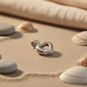 สร้อยคอจี้เพชรทรงหัวใจแบบช่างฝีมือ - ของขวัญที่สมบูรณ์แบบสำหรับเธอ - Product Image 2