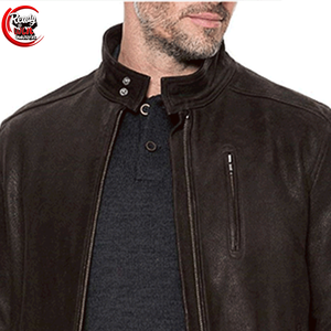 Chaqueta de motorista de calle de invierno Vintage de alta calidad para hombre, impermeable, a prueba de viento, acolchada, de piel sintética, con cuello levantado y cremallera antigua - Product Image 3