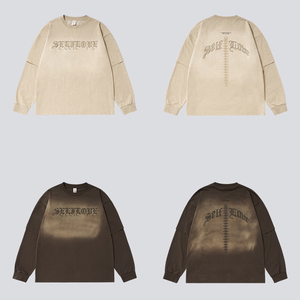 Streetlab Puff Print Long Sleeve T-Shirt 250 Gsm Oversized Men Street Style <b>Back</b> Logo Custom Design - Product Image 5
